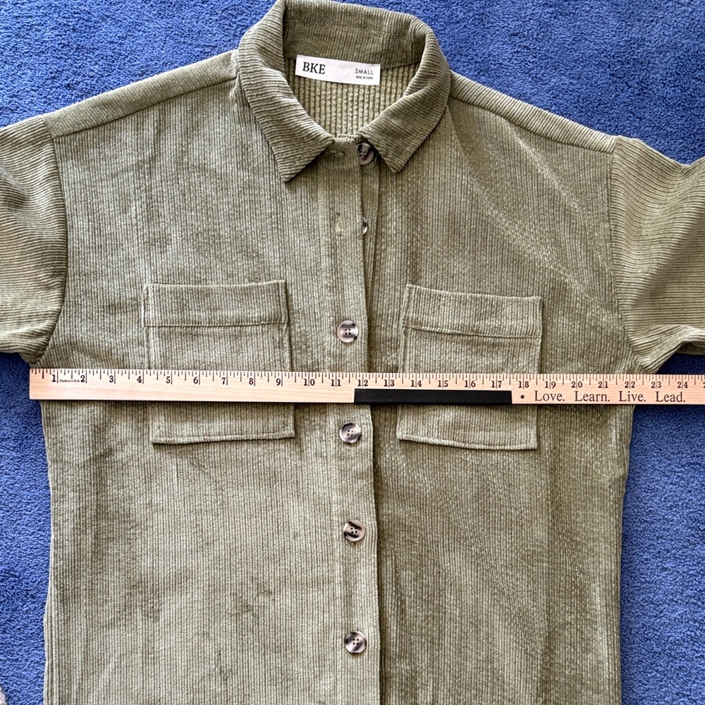 BKE olive Green Button Down Shacket - image 5
